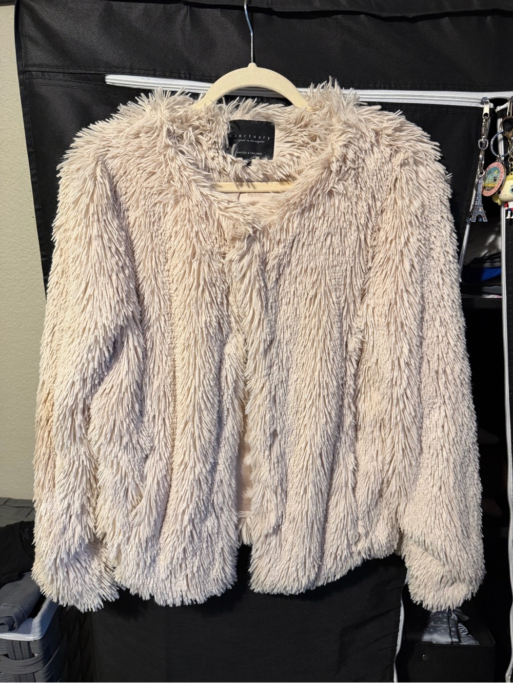 Sanctuary Plush Shag Faux-Fur Jacket in Cream